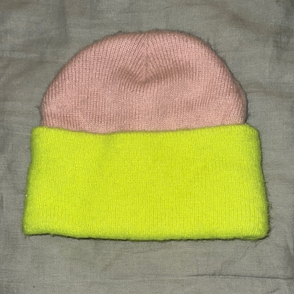 Steve Madden Accessories - Steve Madden Pink and Yellow Beanie